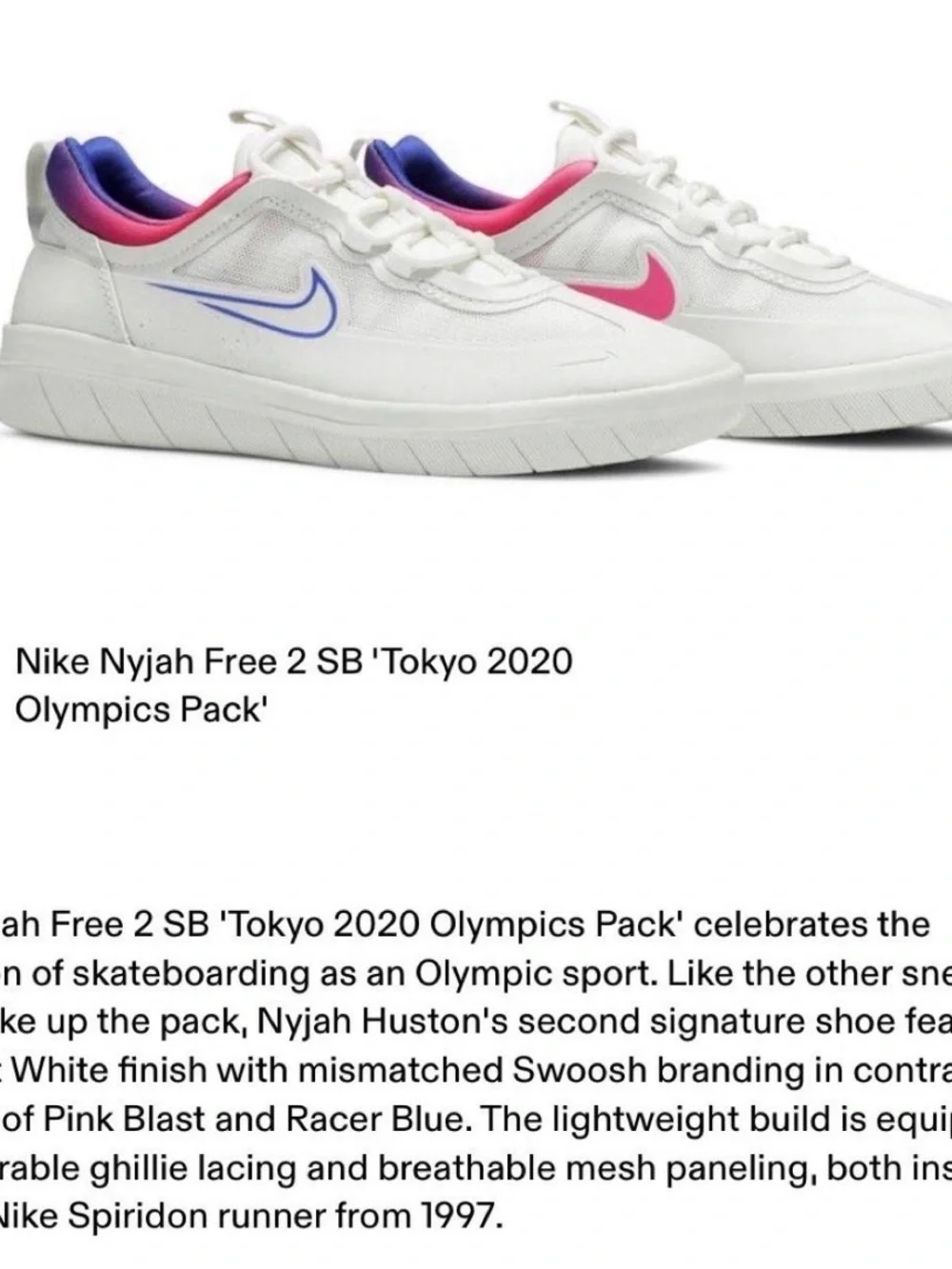 Nike SB Nyjah Free 2 “Tokyo 2020 Olympics Pack” White Pink Blue Gradient